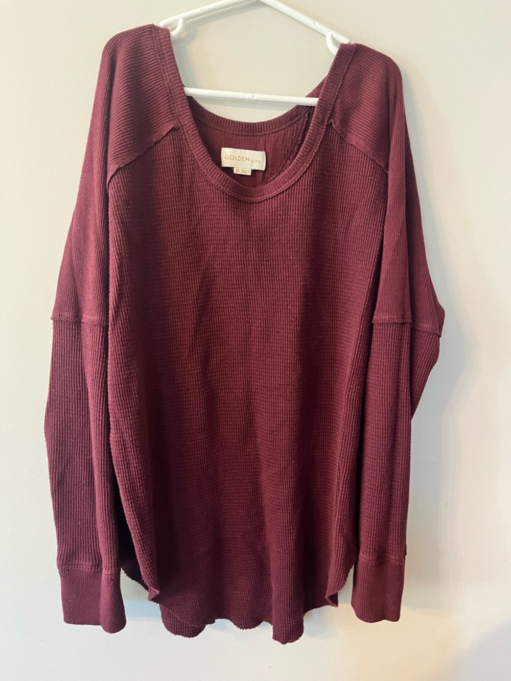 TNA Maroon Waffle-Knit Long Sleeve Sweater